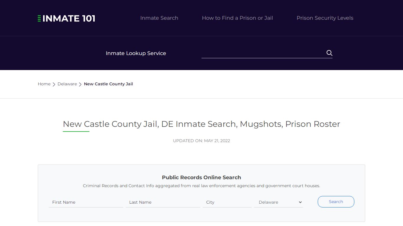 New Castle County Jail, DE Inmate Search, Mugshots, Prison ...